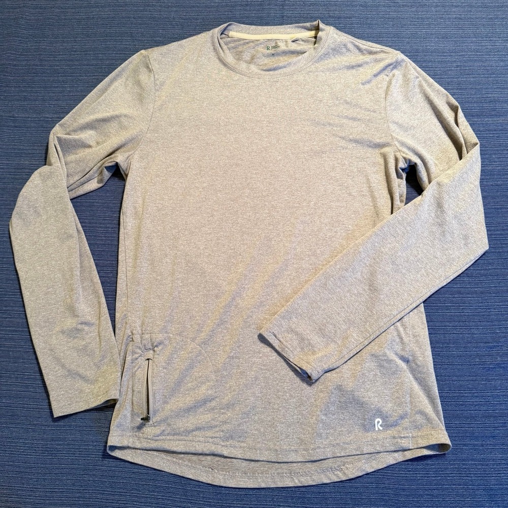 Right of Way Mens Ashton Long Sleeve Performance Shirt Dune Zipper Pocket Size S